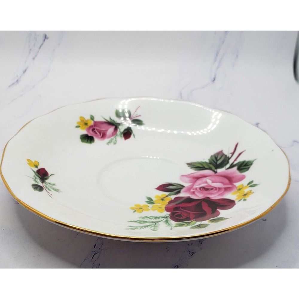 Tea Cup and Saucer Queen Anne Bone China Roses Pattern - Picture 5 of 14